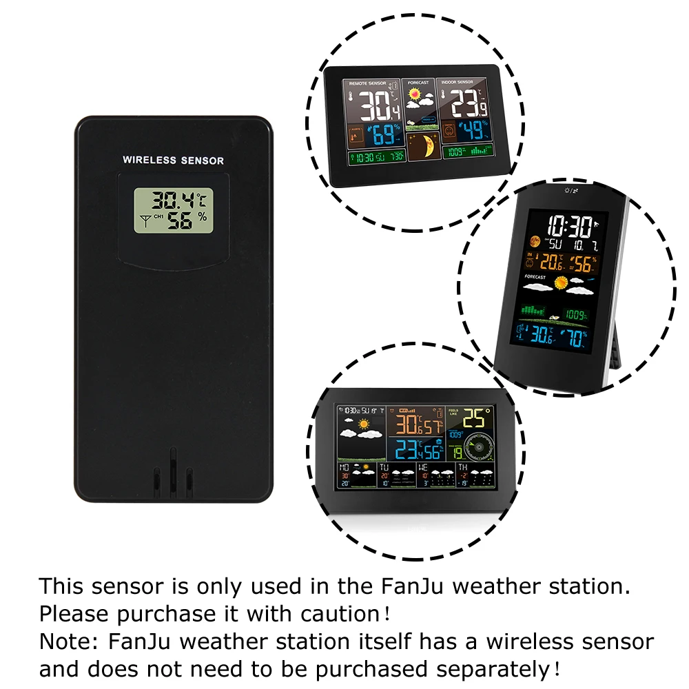 fanju temperature humidity wireless sensor meter hygrometer electronic digital thermometer inoutdoor used with weather stations free global shipping