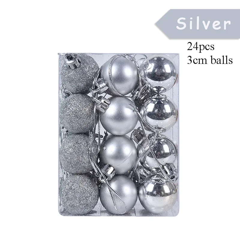 24pcs 3cm balls B Веселые рождественские подарочные сумки Рождественская елка пластиковая упаковочная сумка Снежинка коробка с рождественскими конфетами новогодний спрос среди детей сумка Noel Navidad - Цвет: 24pcs 3cm balls B
