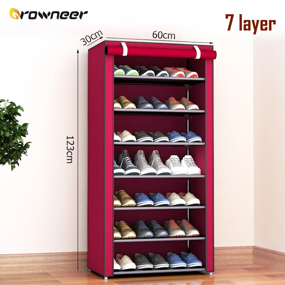 

Non Woven Fabric Shoe Shelf Multiple Sizes Gray Wine Coffee Shoes Rack Alloy Enclosed Dust Proof Waterproof Home Storage Holder