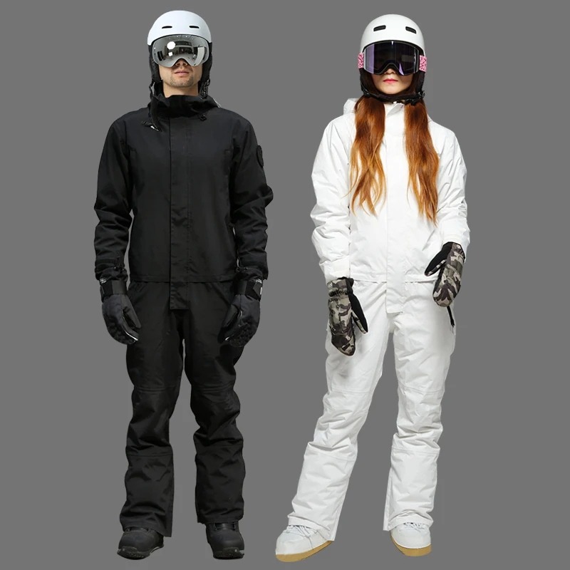 

2021 Ski Jumpsuit Men Waterproof Snowboard Winter Overalls for Women Hooded Ski Suit Men's Sport Snowsuit Female Skiing Suits