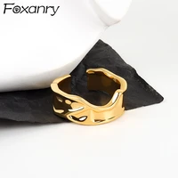 foxanry minimalist 925 stamp couples rings ins new trend punk vintage irregular texture party jewelry gifts for women