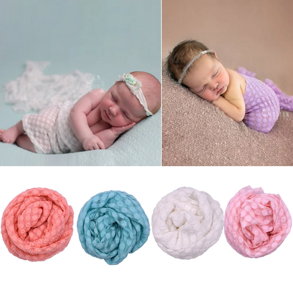 

Elastic Force Baby Blankets Newborn Photography Accessories Soft Swaddle Wrap Lace Baby Kids Bedding Towel Swaddle 0-6 Month