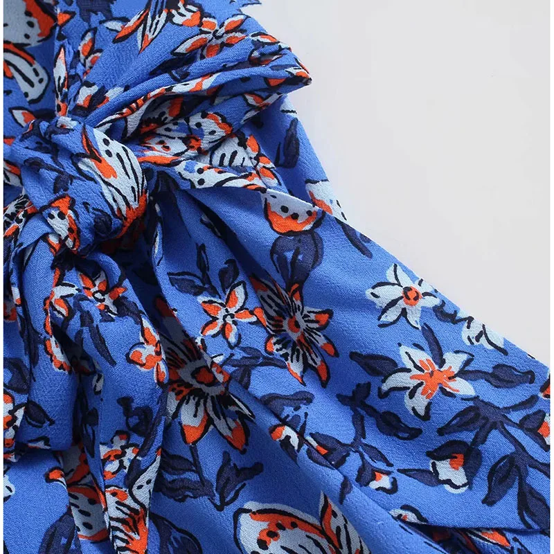 

2021 Spring Bohemian Holiday Beach Skirt Positioning Printing Retro Chiffon Dress Bathrobe Style Lace-up Maxi Mom Elegant Dress