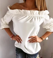 2021 of the new garment wrinkle ebay leisure off the shoulder small lotus leaf collar blouse t shirt unlined upper garment