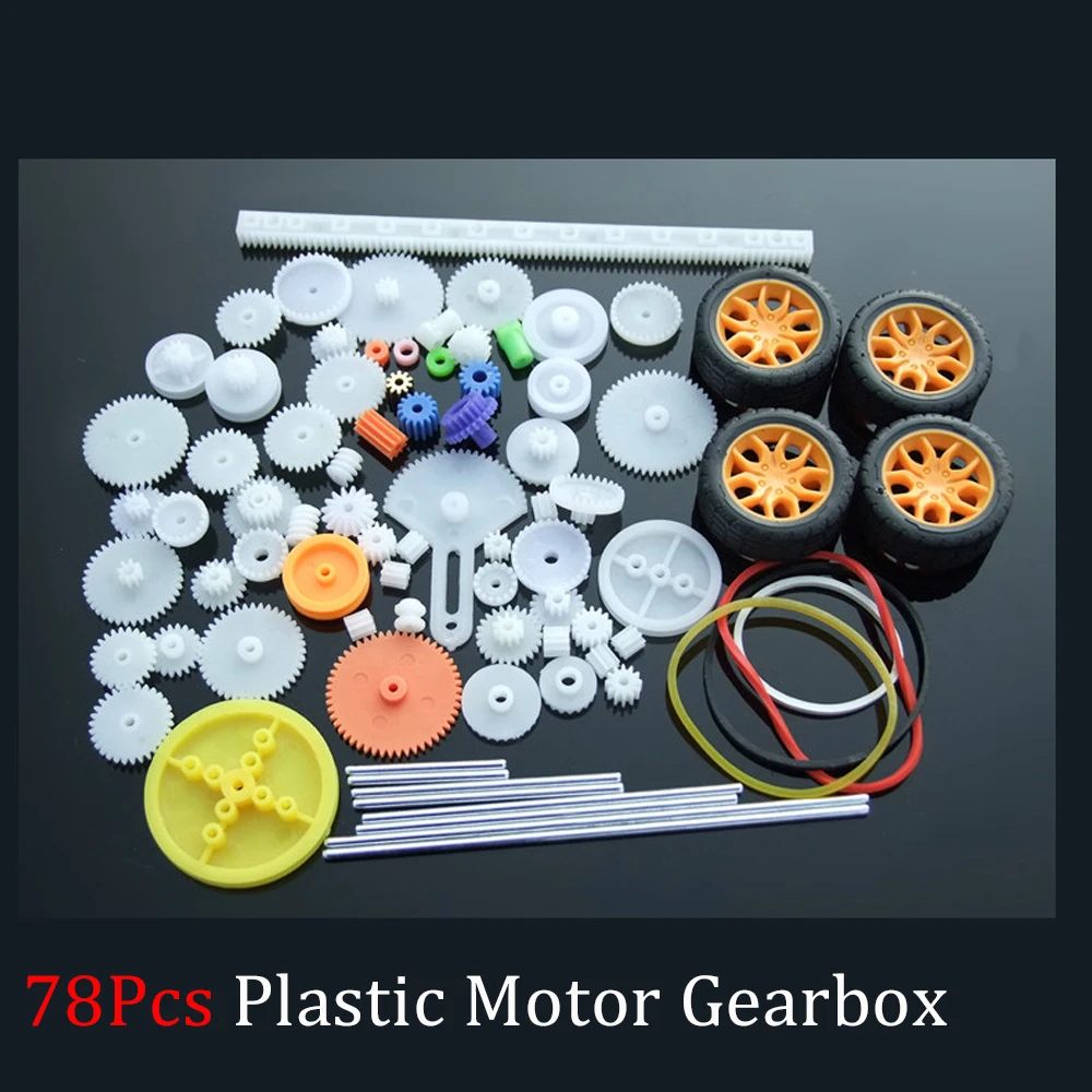 

Пластиковый Шестеренчатый двигатель, Детская модель робота для рукоделия, аксессуары «сделай сам», четырехколесный автомобиль, научный эк...