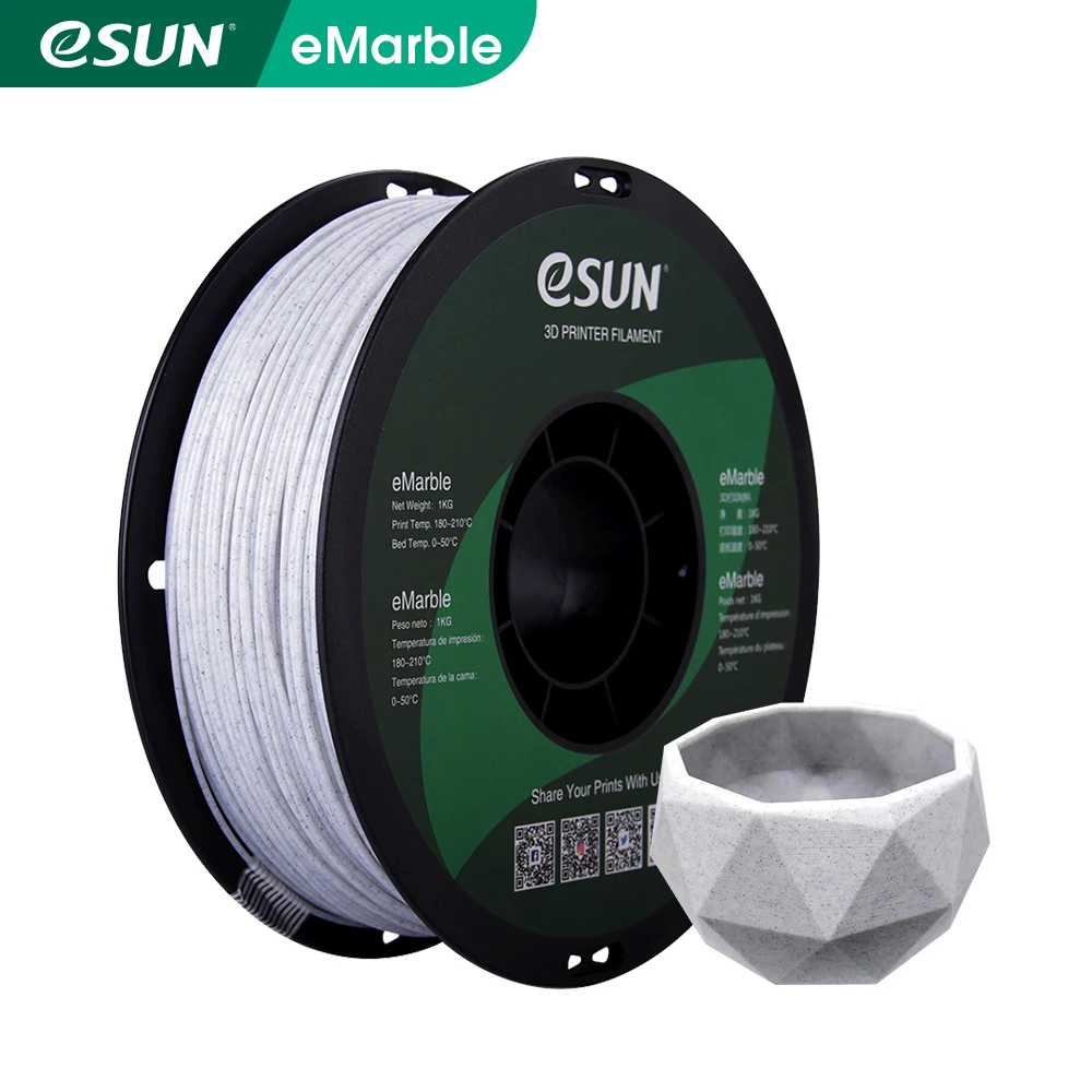 Нить для 3D-принтера eSUN Marble PLA 1,75 мм, нить для мраморного принтера PLA +/-0,05 мм, 1 кг, фунта, катушка, нить для 3D-принтера s