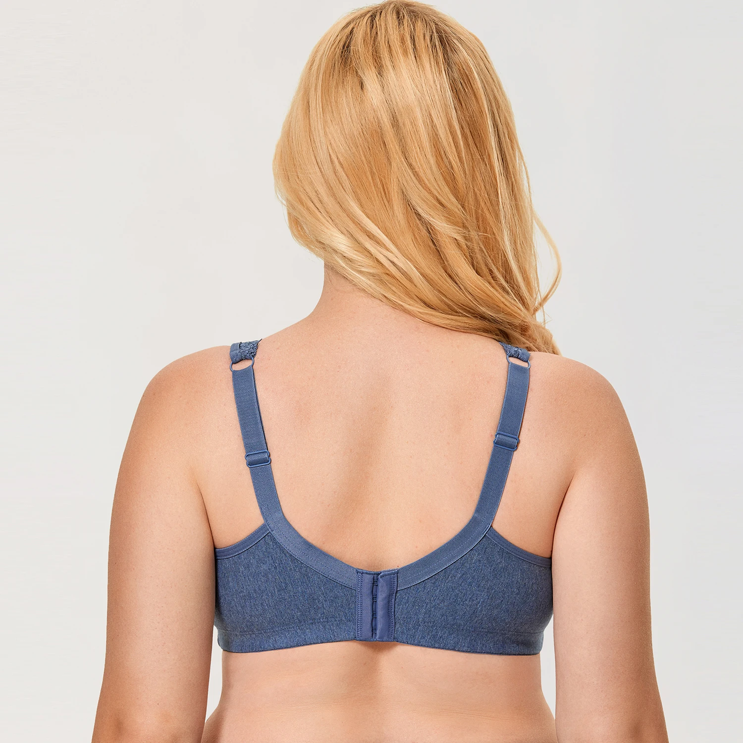 Delimira Women's Lace Trims Plus Size Wire-Free Non-Foam Comfort Cotton Bra Sleep