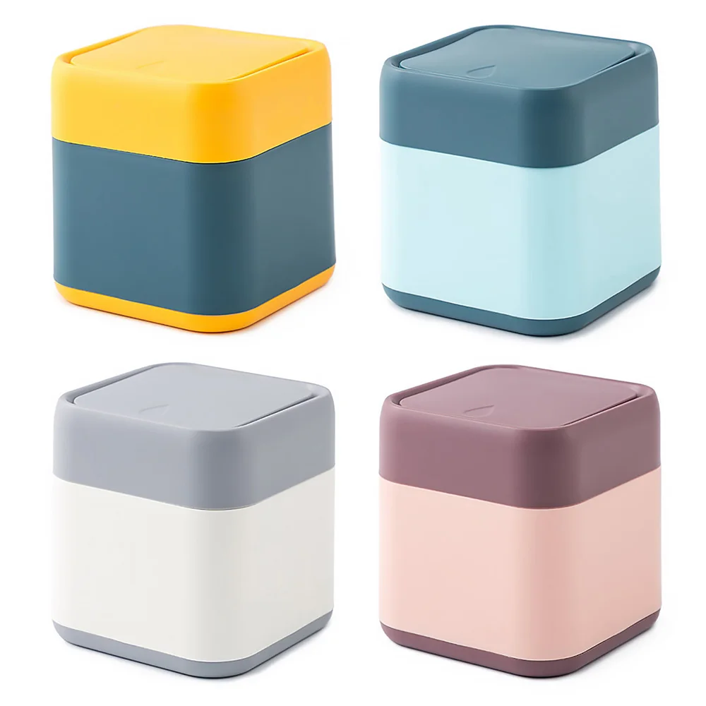 

Desktop Mini Trash Can Cute Simple Push-Type No Odor Plastic Trash Can Office Supplies Household
