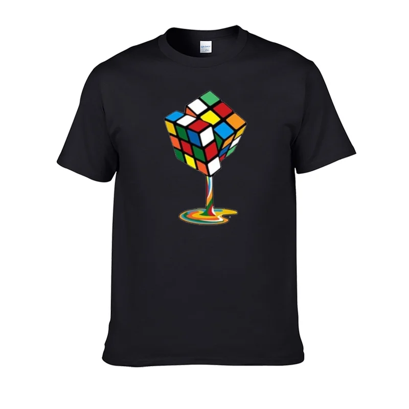 

Футболка мужская с круглым вырезом, тенниска из 100% хлопка, крутая майка с принтом волшебного куба и коротким рукавом, лето