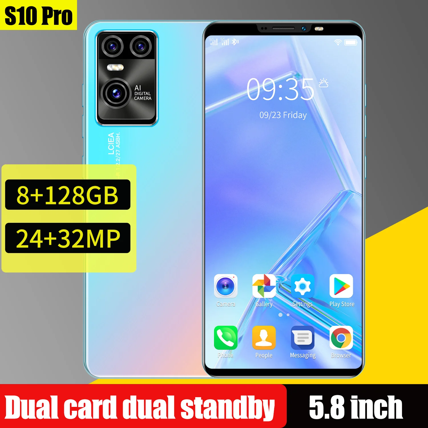 

2021 5G New Arrival S10 Pro 5.8Inch Full Screen 5000mAh Long Standby 1440*3400 8+128GB MTK6898 10Core 24+32MP Face ID Daul SIM