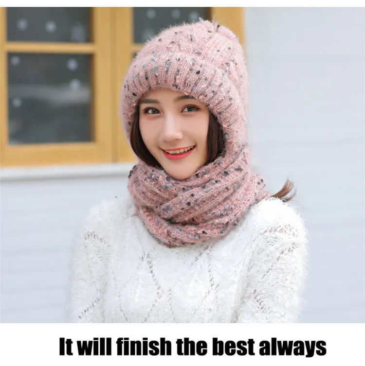cashmere hat &ampscarf set women winter suit colorful dot warm beanie High Quality Accessories | Аксессуары для одежды