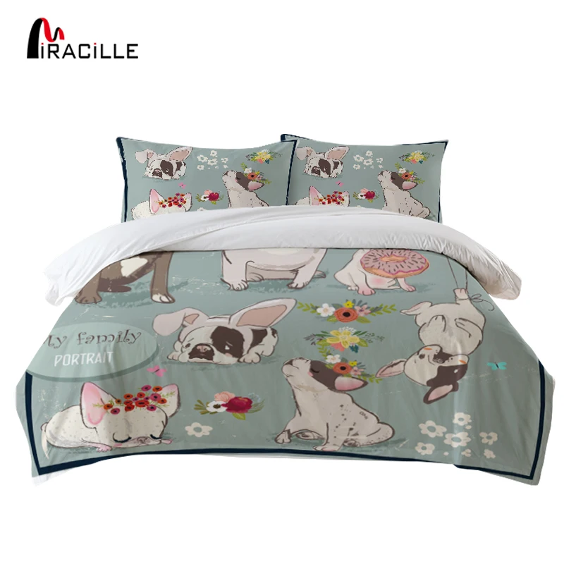 Miracille Симпатичные бульдог печатных постельное белье с персонажами из