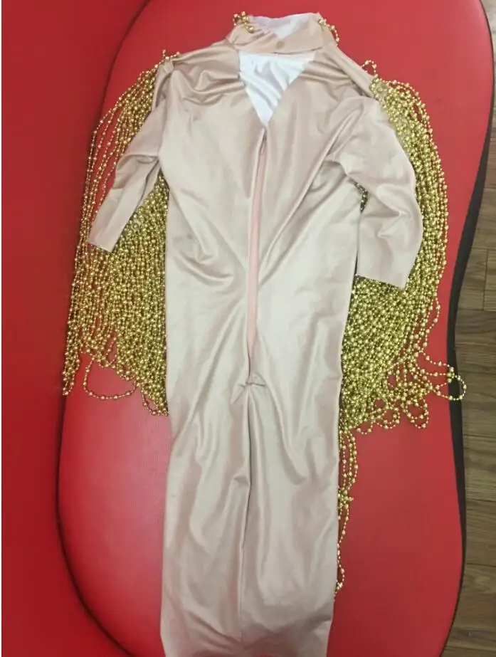 Женское платье с золотыми цепочками вечернее бусинами костюм на день рождения 2019