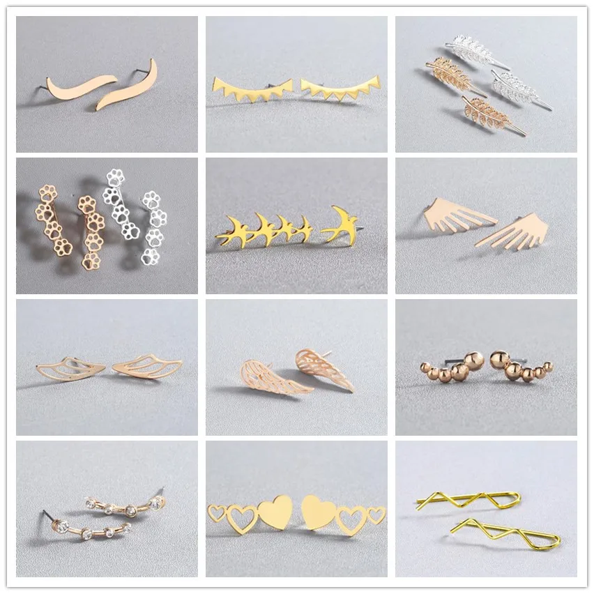 Чандлер дропшиппинг стальные геометрические изгибы s образные волнистые серьги