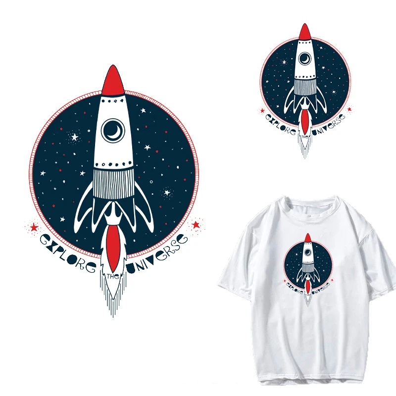 Мультфильм ракета Тепловой Патч пространство теплопередачи патчи планеты