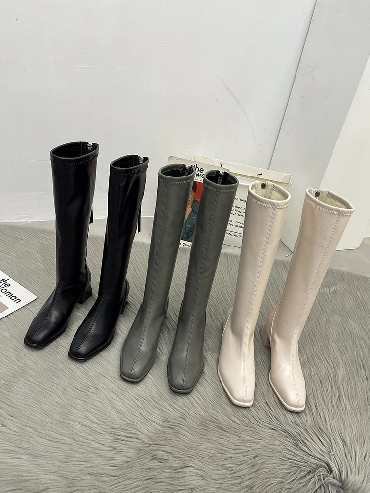 

Women's Mid Calf Boots Shoes Boots-Women Round Toe Sexy Thigh High Heels High Sexy Winter Footwear Rubber 2021 Low Ladies