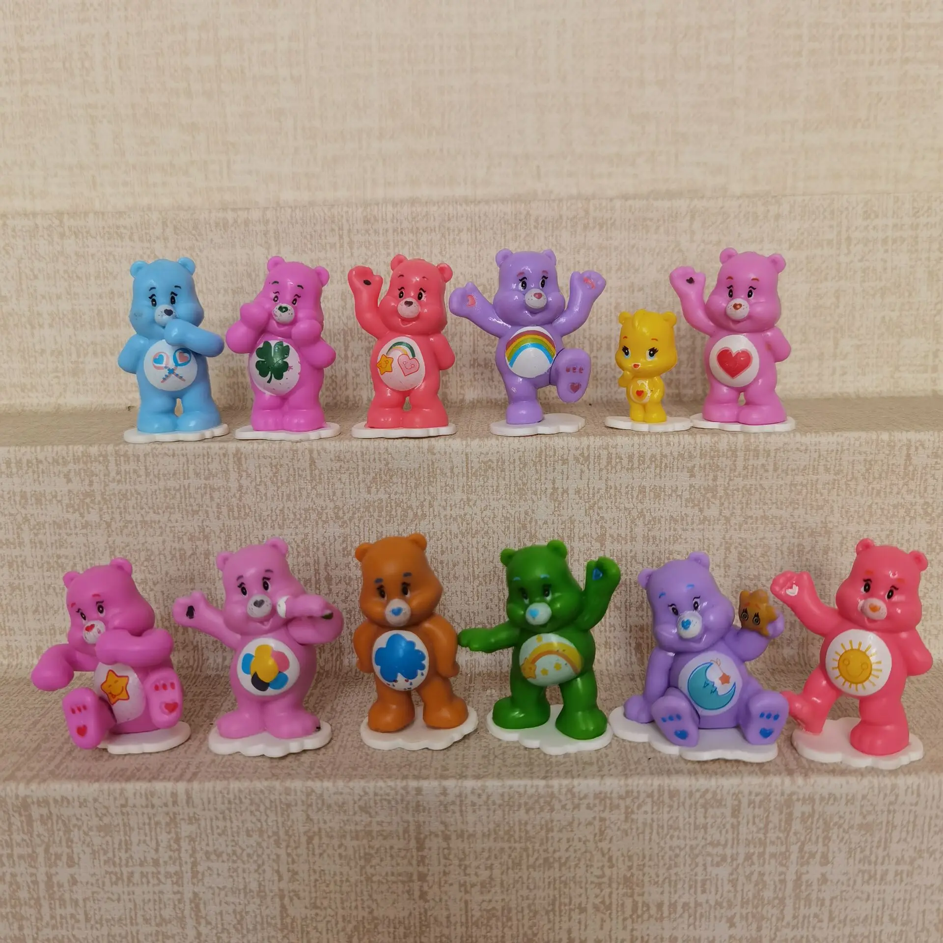 

12 Rainbow Cartoon Little Bears Doll Lovely Bear In Love Small Statue Figurine Ornament Miniatures Children Toy Decoration Gift
