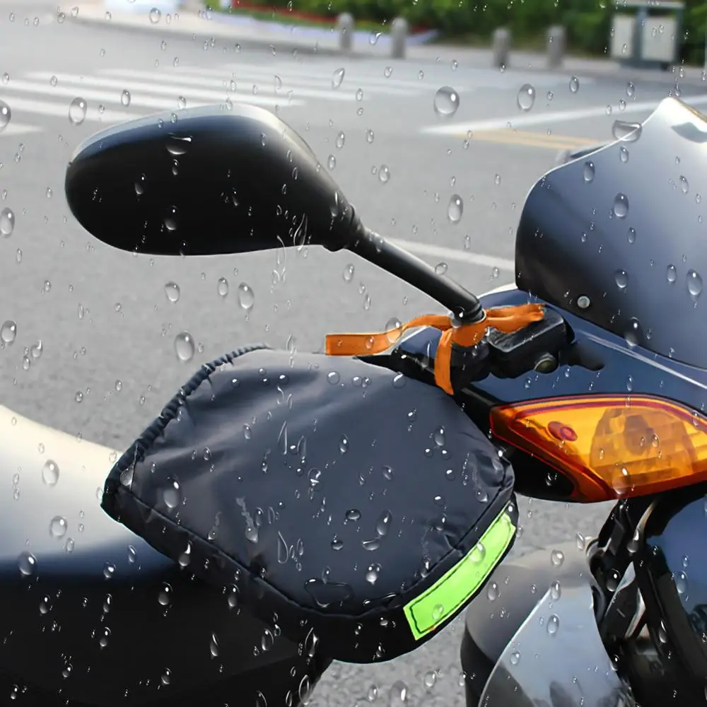 

Tarpaulin Thicken Windproof Waterproof Warm Bike Motorbike Hand Cover Winter Motorcycle Handlebar Gloves With Reflective Strip