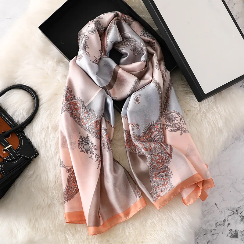 

Шарф женский Шелковый, пляжный хиджаб, шали и накидки, дизайнерская бандана, роскошный брендовый, лето 2021