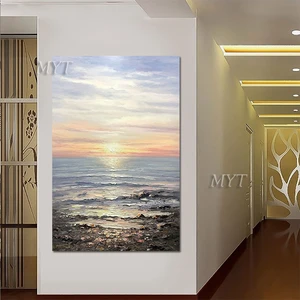 Ручная роспись Абстрактная масляная живопись, нож, живопись, искусство, рассвет, парусное украшение, ручная роспись, морской пейзаж, роспись