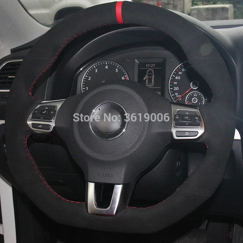 Для Volkswagen Golf 6 MK6 Polo Scirocco R прошитая вручную противоскользящая черная замша