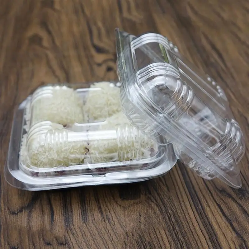 100 шт одноразовые прозрачные пластиковые коробки откидная крышка четыре сетки