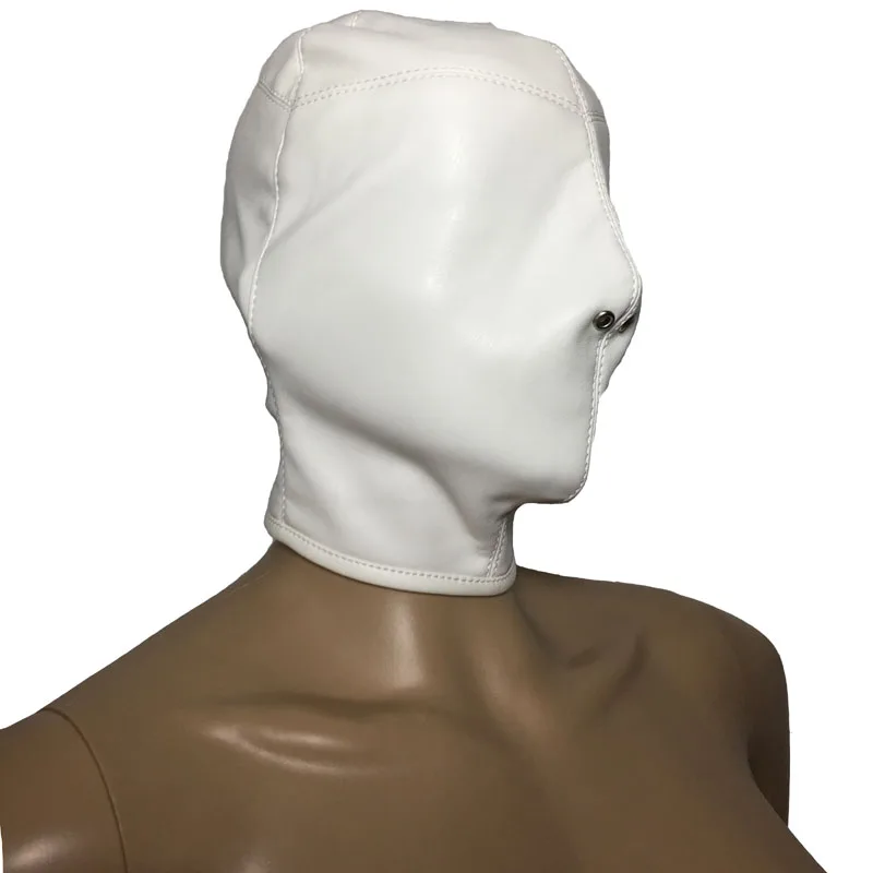 Унисекс искусственная кожа подголовник всего корпуса Gimp капот мягкая кожа Сенсорные игры маска с носом вентиляционный костюм фетиш