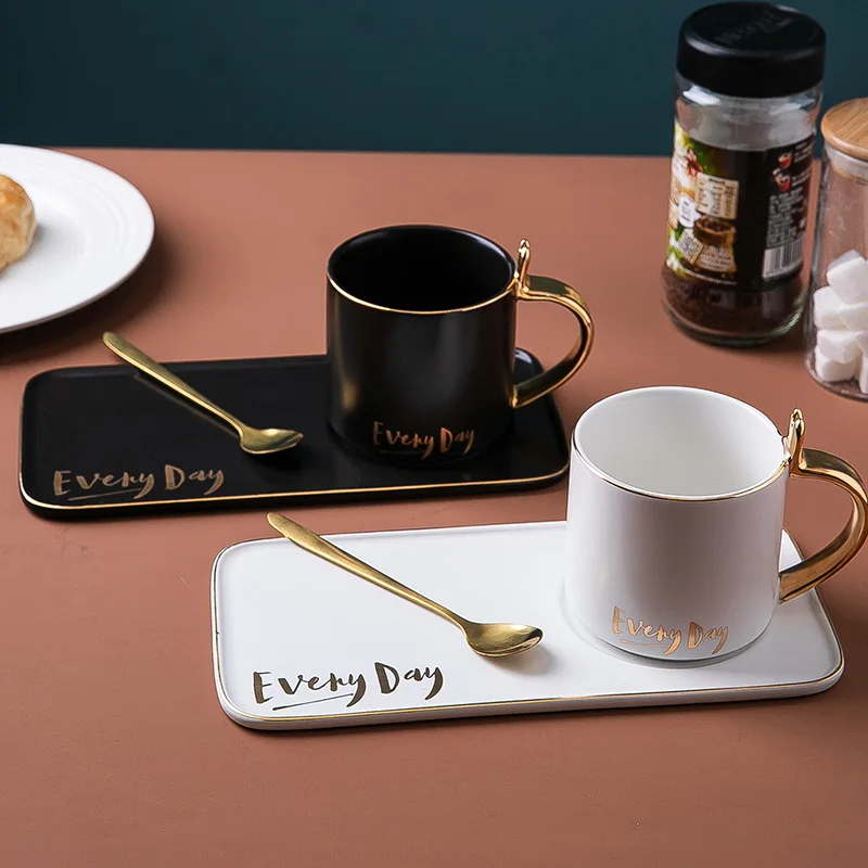 Креативная кофейная чашка и блюдце набор керамическая для завтрака молока