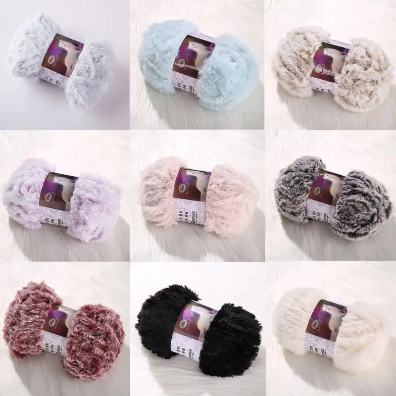 

50g/Ball DIY Fluffy Plush Chunky Thick Knitting Yarn Multicolor Hand-Woven Crochet Velvet Thread for Baby Warm Hat Scarf