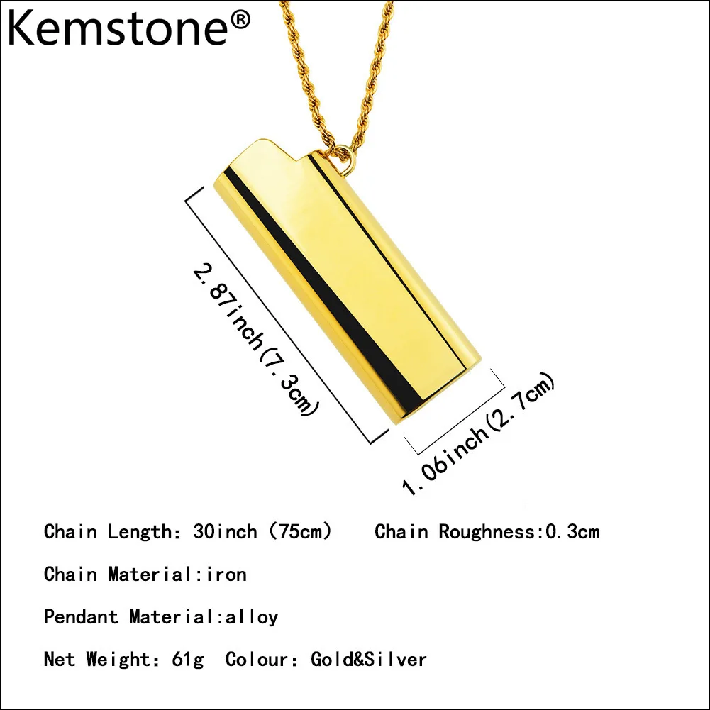 

Kemstone Fashion Copper Alloy Creative Can Put Lighter Design Pendant Braid Chain Necklace for Men Jewelry Gifts