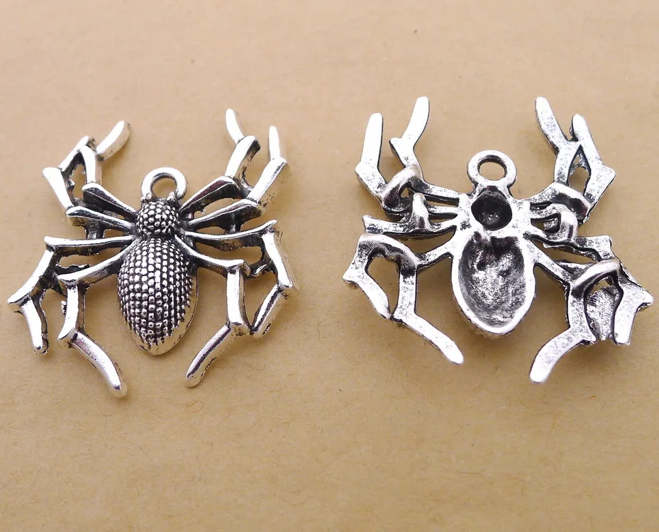 

Charm for making jewelry 2pcs 35x31mm antique silver color Spider charms
