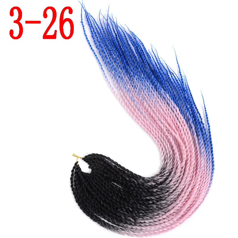3-26 MERISIHAIR Ombre Сенегальские крученые волосы на крючках косички 24 дюйма 30 корней/упаковка синтетические косички волосы для женщин серый, синий, розовый, бро - Цвет: 3-26