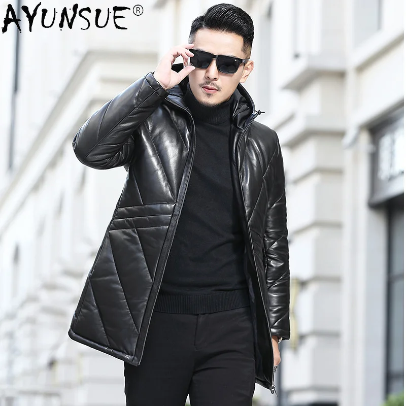 Мужской пуховик из натуральной овечьей кожи размеры до 6XL