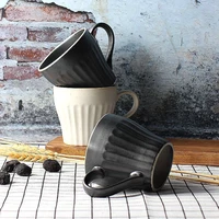 new europe milk coffee mug ceramic white black office home breakfast cup handgrip cups for friends gifts