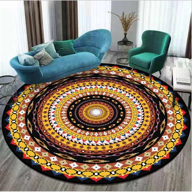 Round Carpets for Living Room Yellow Diamond Circle Pattern Carpet Rugs Children Rooms Home Decoration | Дом и сад