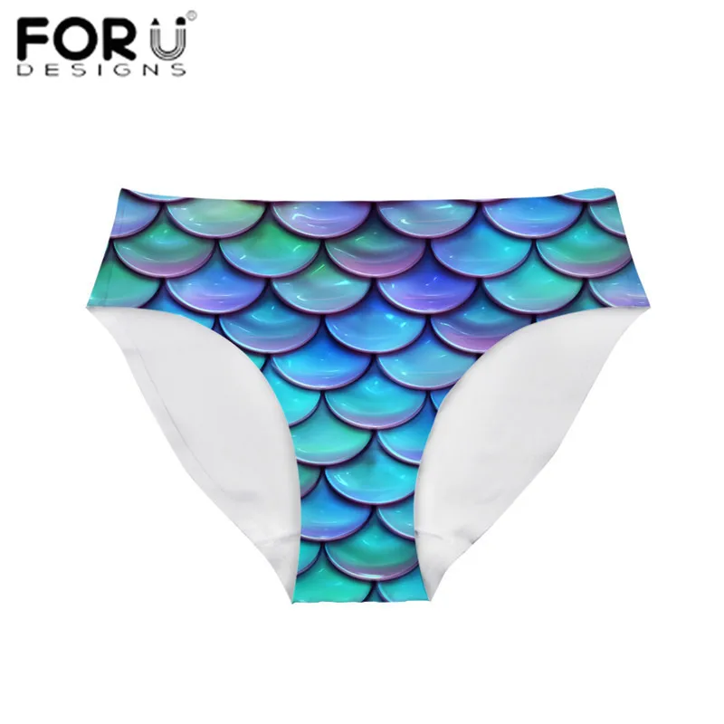 FORUDESIGNS нижнее белье с 3D-принтом в виде чешуи русалки женские трусики сексуальные