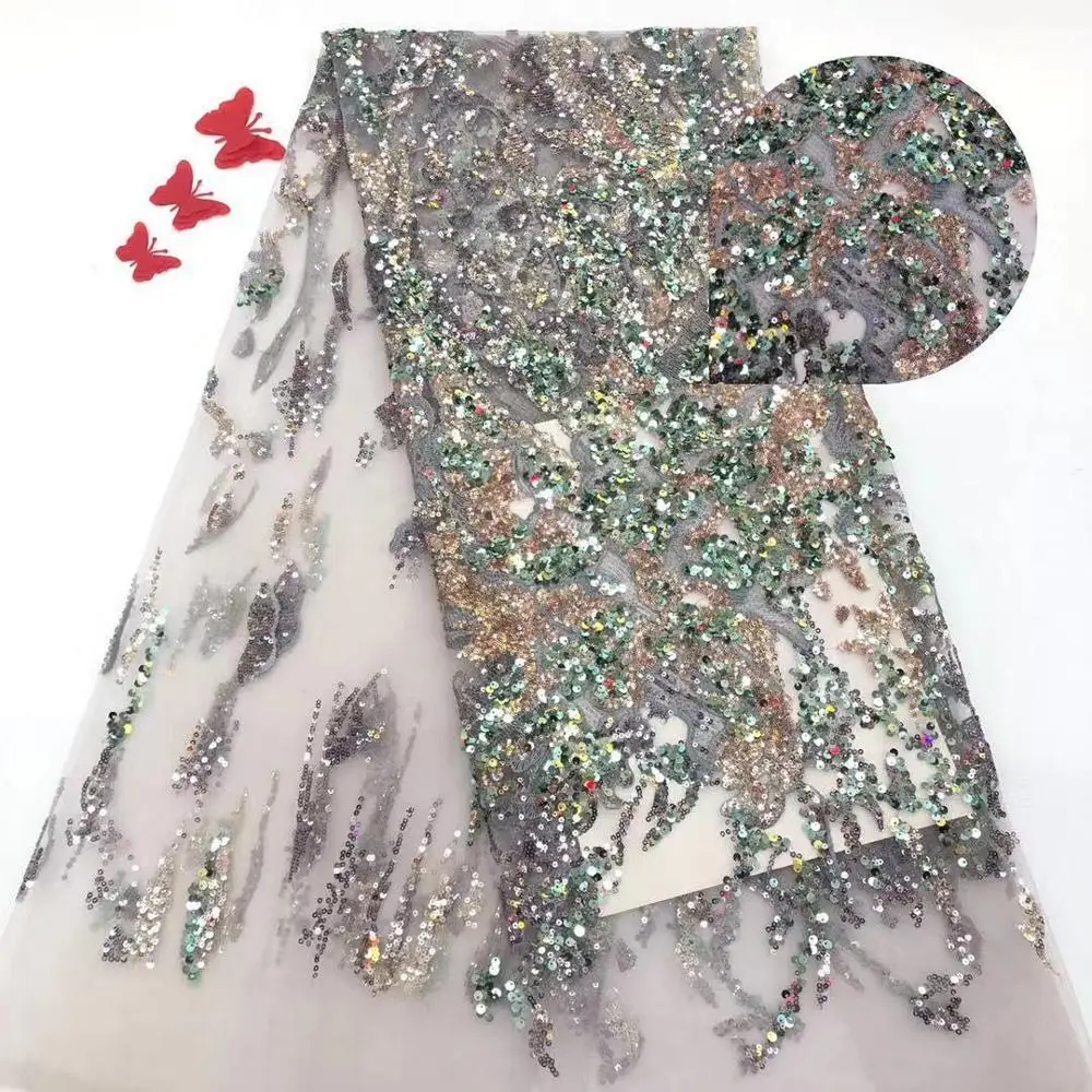 Madison 5 ярдов блесток кружевной ткани модная африканская кружевная ткань 2021