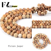 3 12mm natural picture jaspers stone loose spacer round beads for jewelry making diy bracelets necklace needlework 15