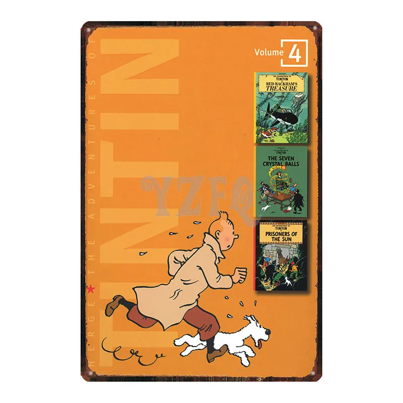 Tintin мультфильм жестяная вывеска металлическая пластина железная живопись детская комната настенный бар домашнее искусство Ремесло Декор 30X20 см DU-2967