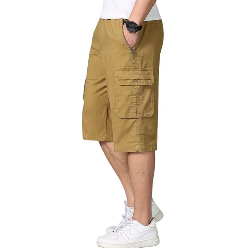 Штаны мужские длиной до щиколотки шорты с несколькими карманами свободные