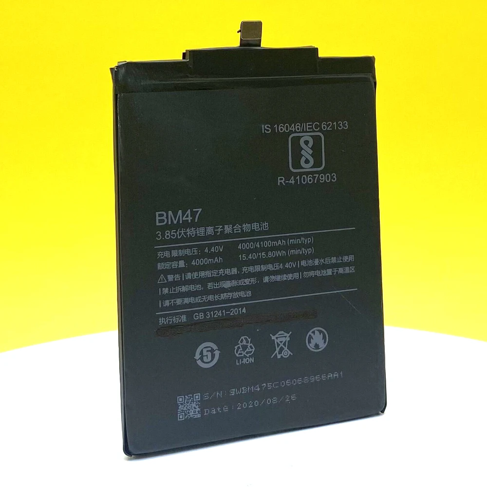 Высококачественный новый аккумулятор BM47 4000 мАч для смартфона Xiaomi Redmi 3S 3X 4X 3