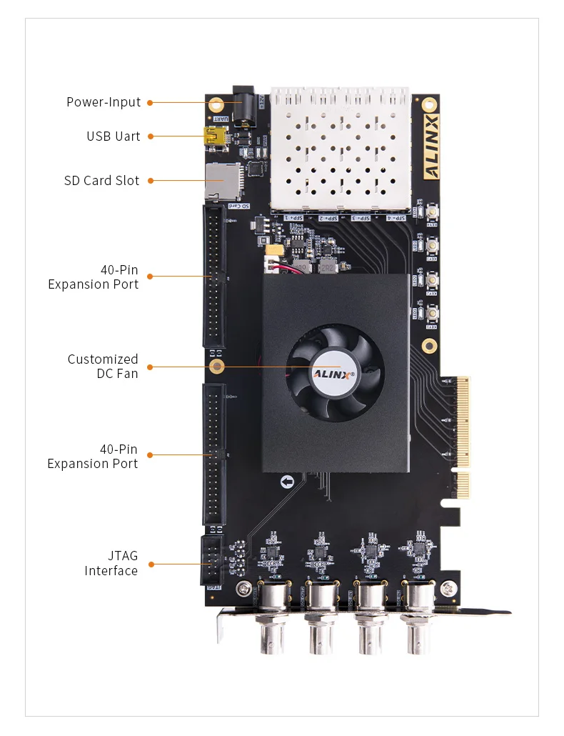 

ALINX AV7K300: XILINX Kintex-7 K7 7325 XC7K325 SDI Video Image Processing SFP PCIE Accelerator Card FPGA Development Board