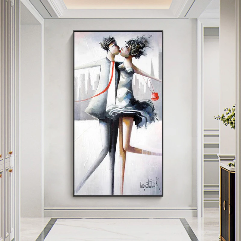 

Nordic Men and Women Kissing Minimalist Poster Print Wall Art Pictures for Living Room Home Decor (No Frame)