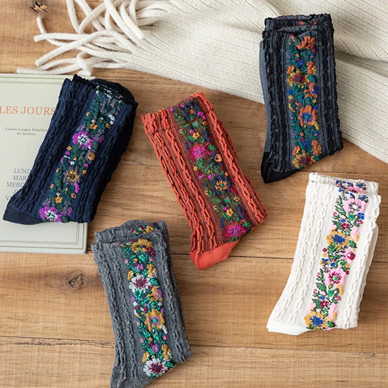 LERFEY женские носки хлопок евроамериканский Национальный Harajuku цветы цветочный