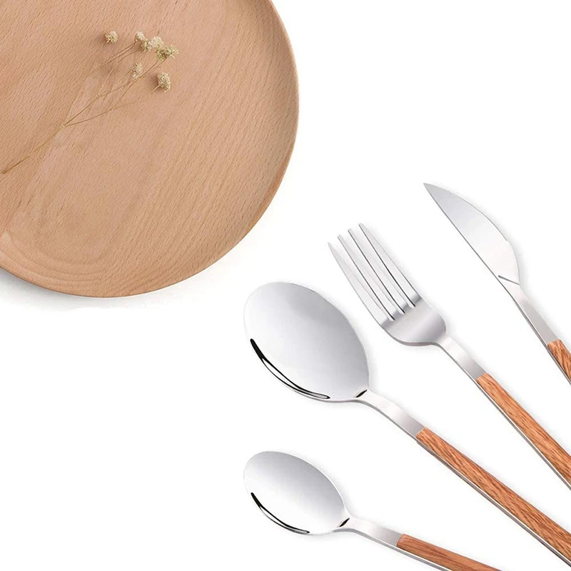 Новый 4 шт Серебристый цвет набор столовых приборов из нержавеющей стали с