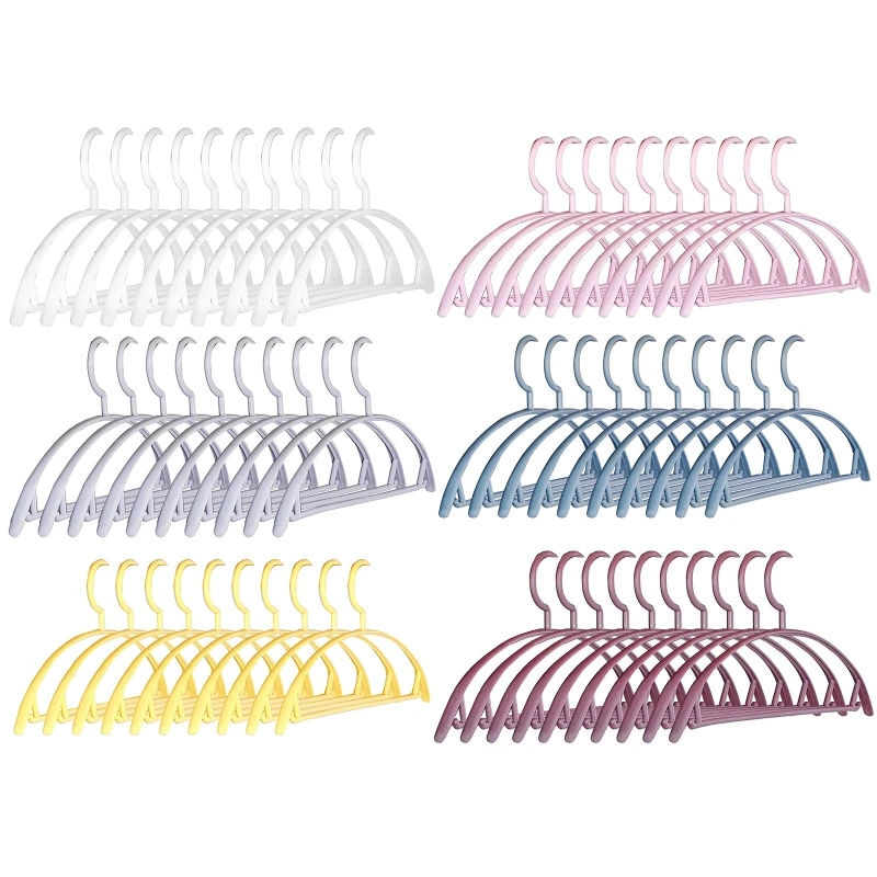 

94PF 10pcs Plastic Hangers for Clothes Seamless Clothing Drying Rack Suit Coat Hanger Hanging Jacket Dress Shirt Closet