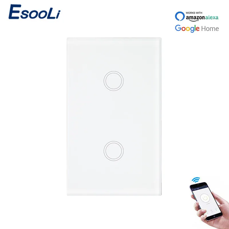 EsooLi роскошная хрустальная панель стандарт США WIFI сенсорный выключатель Ewelink