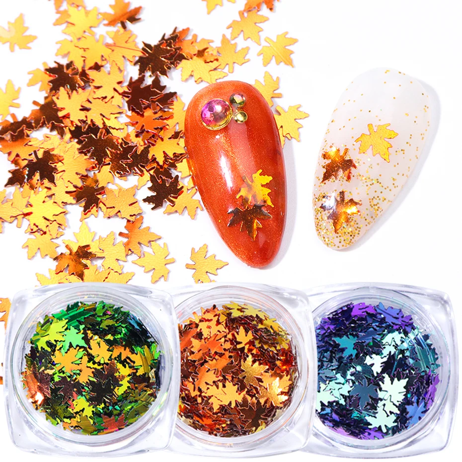 1 коробка кленовый лист блестки для нейл Арта (искусство украшения ногтей)