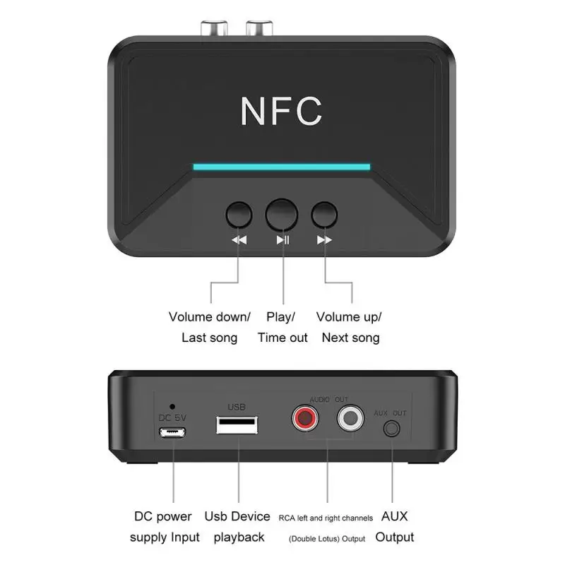 Беспроводной Bluetooth 5 0 приемник RCA APTX NFC 3 мм разъем Aux USB HiFi стерео аудио адаптер