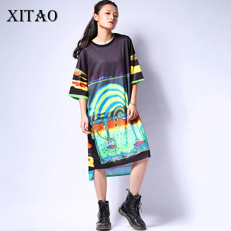 [XITAO] Лето Европа мода уличная ветер женский свободный короткий рукав печати o